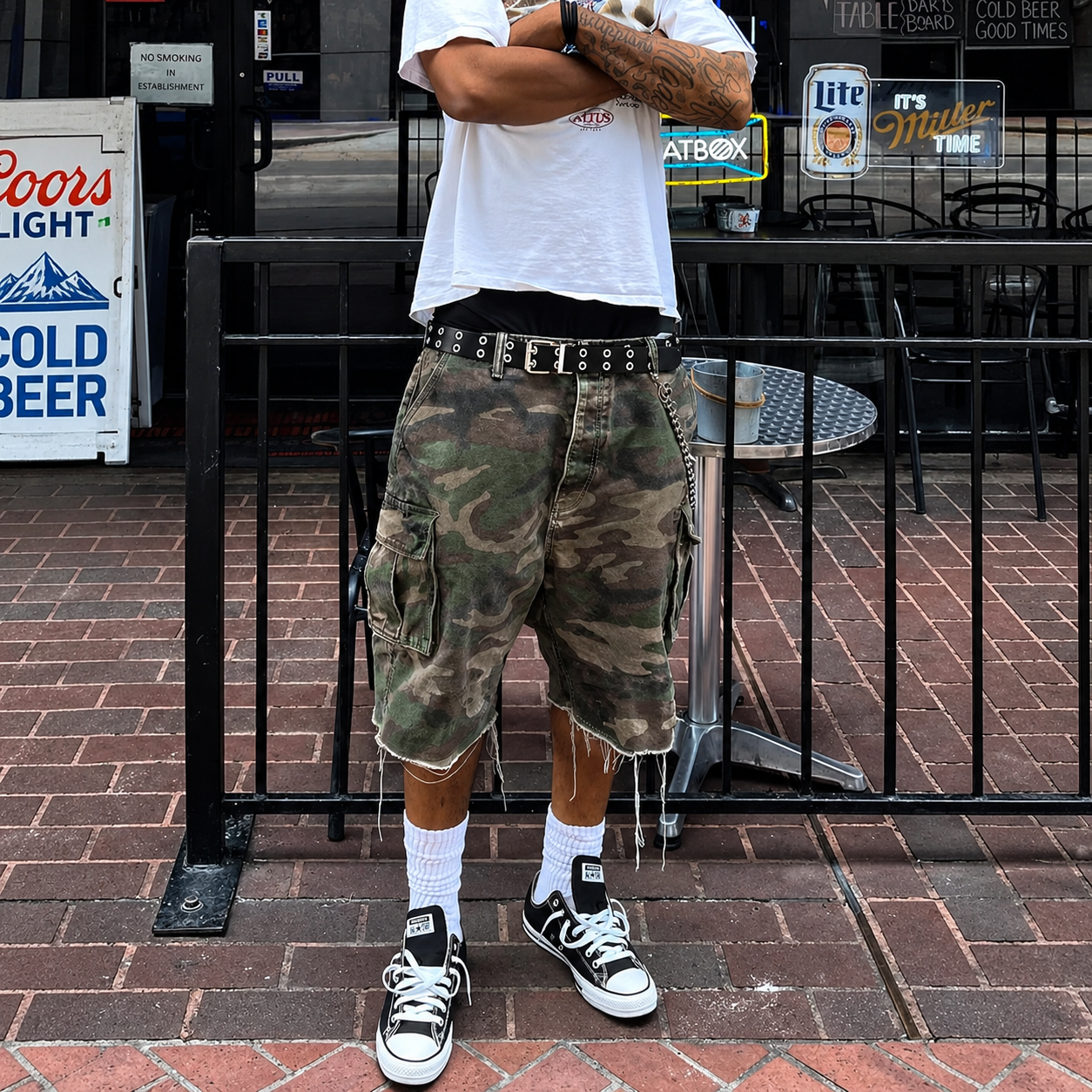 Y2K Camouflage Cargo Denim Shorts Casual Streetwear Style