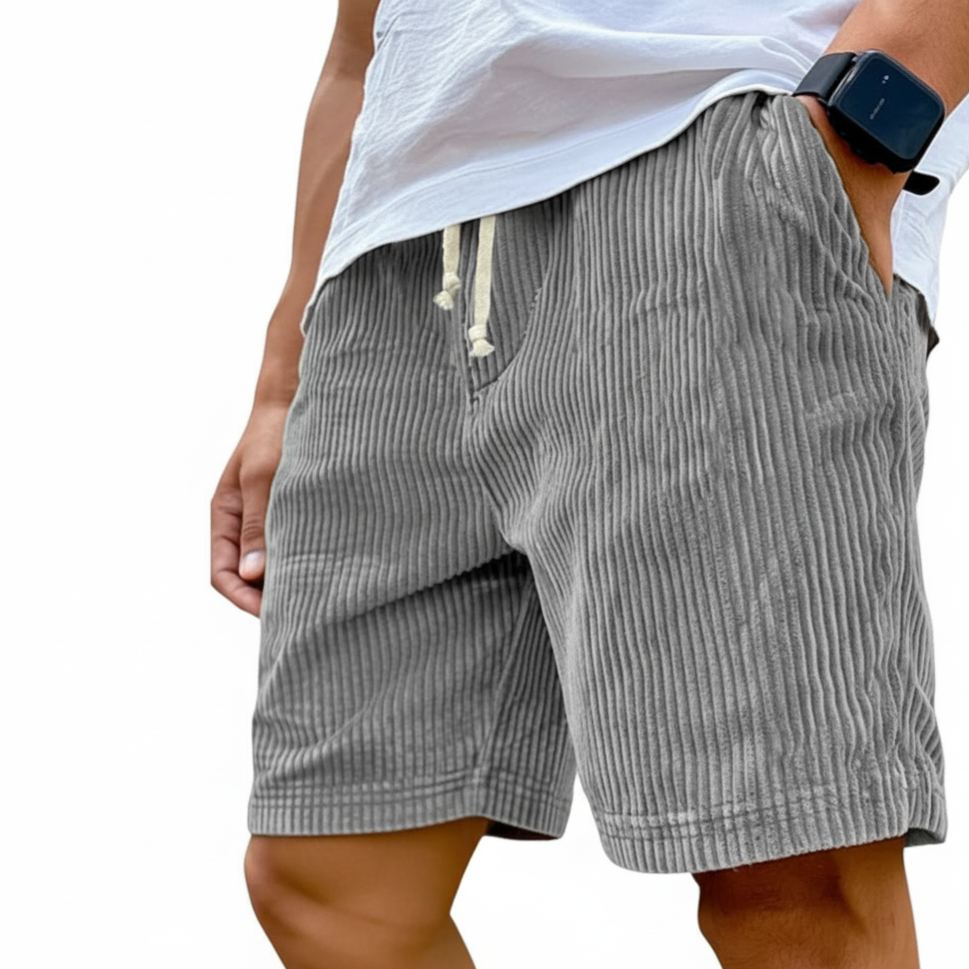 Vintage Corduroy Casual Shorts With Drawstring For Men