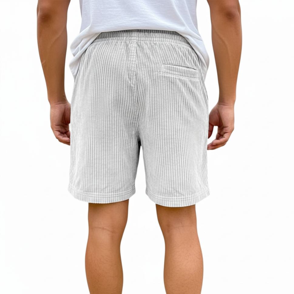 Vintage Corduroy Casual Shorts With Drawstring For Men
