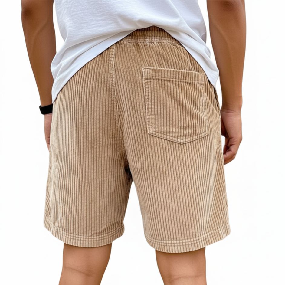 Vintage Corduroy Casual Shorts With Drawstring For Men