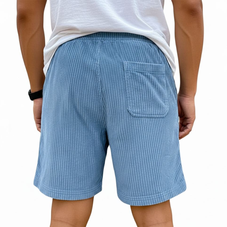 Vintage Corduroy Casual Shorts With Drawstring For Men