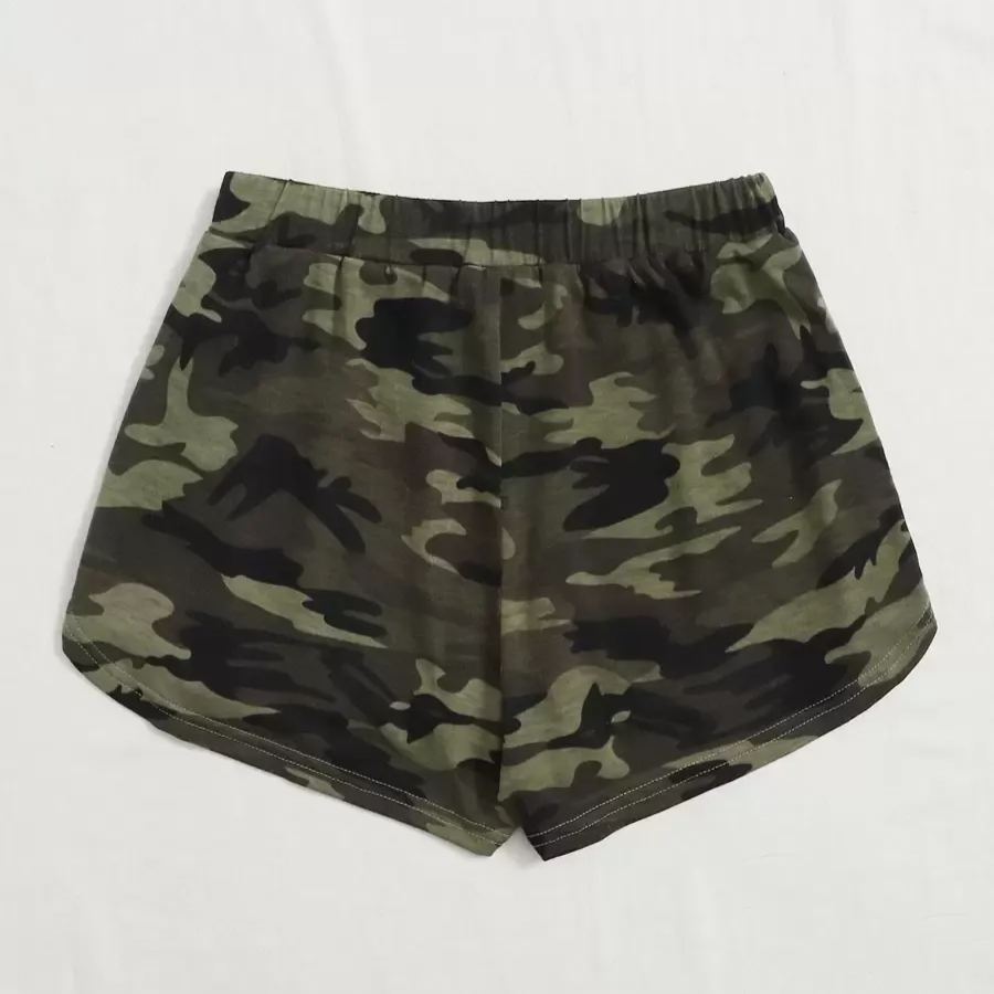 Print Tie Front Track Shorts For Women