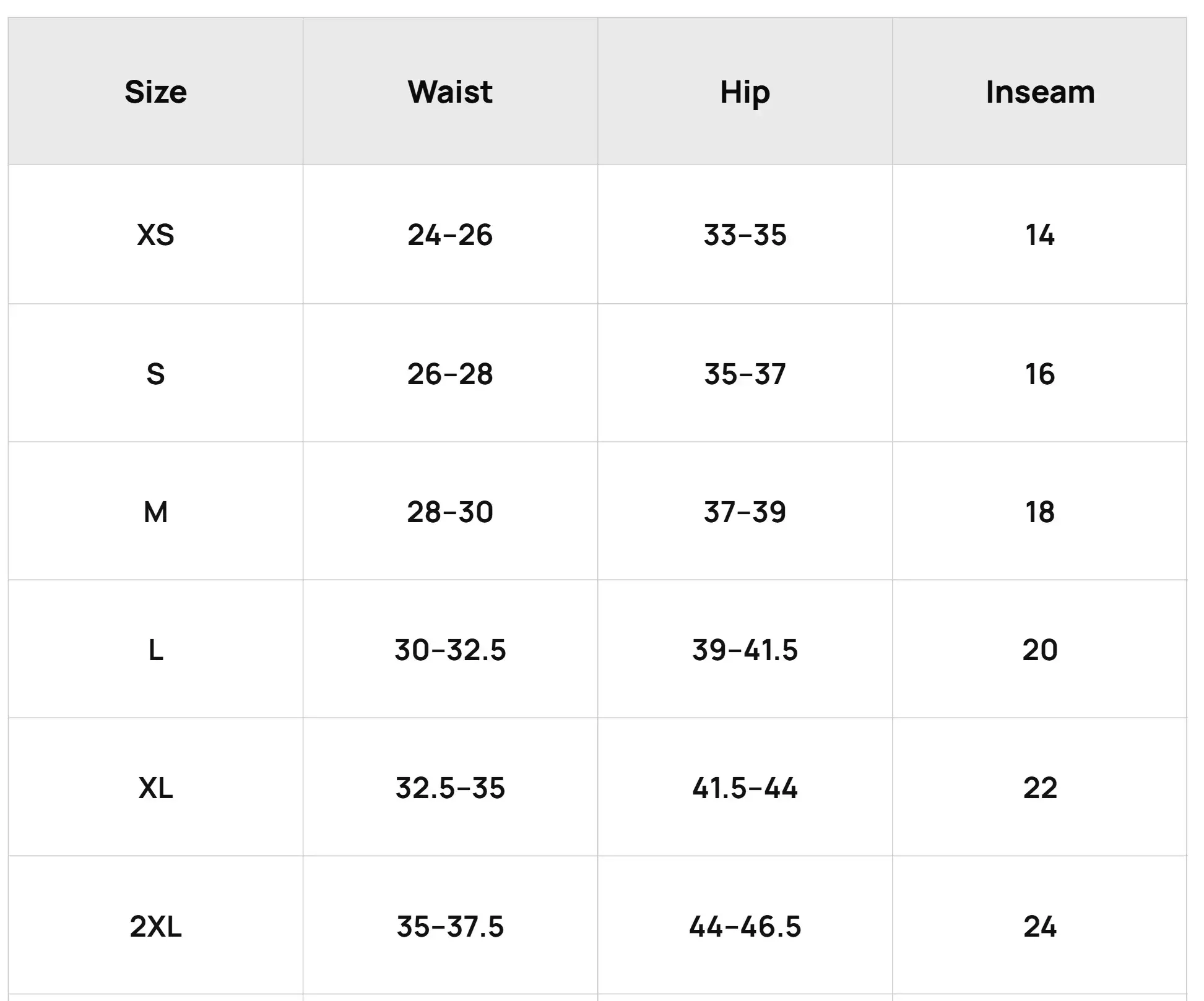 Size Chart