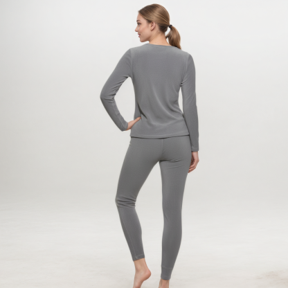 Women Fleece Lined Thermal Underwear Set Stretch Long Johns