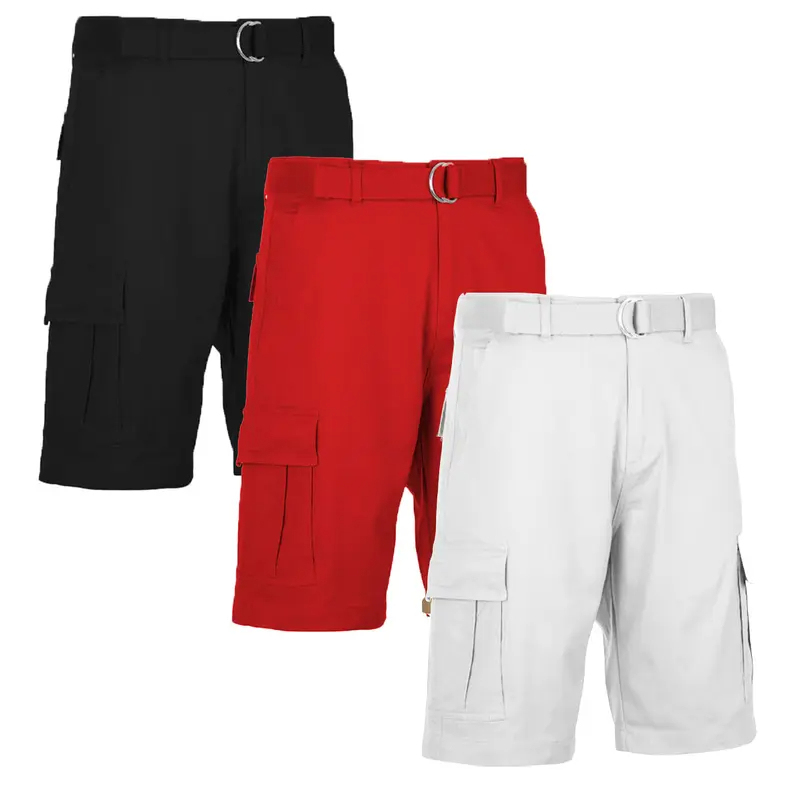 3 Pieces Cotton Stretch Cargo Shorts With Belt