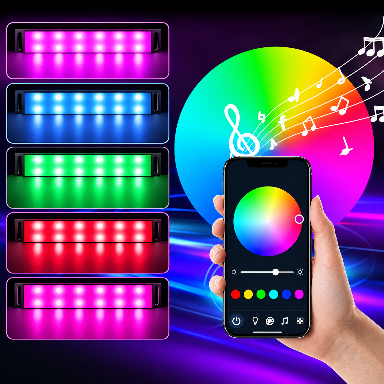 Smart RGB LED Car Interior Light Bar With App Music Control