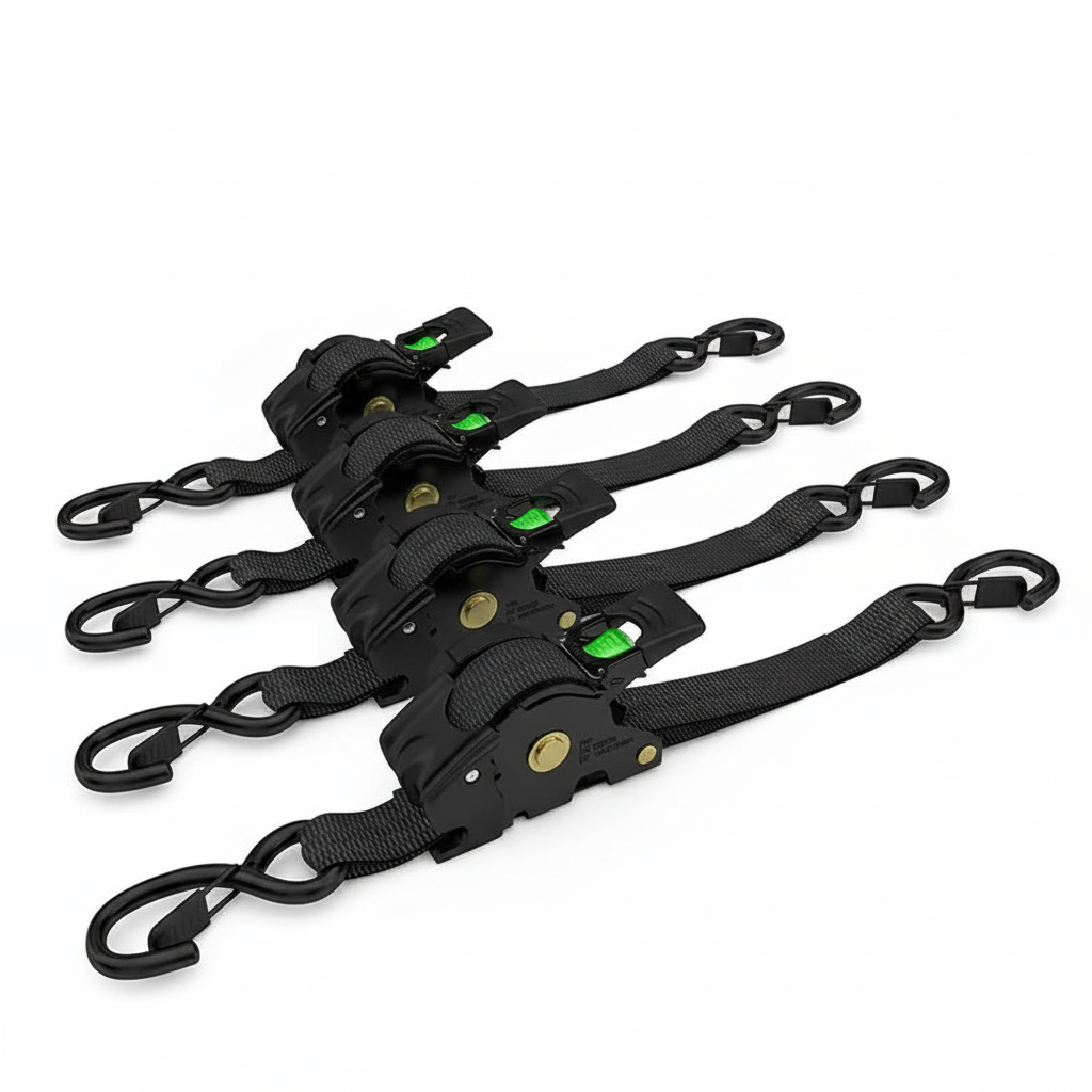 Pack Of 2 Heavy Duty Retractable Tie Down Straps 