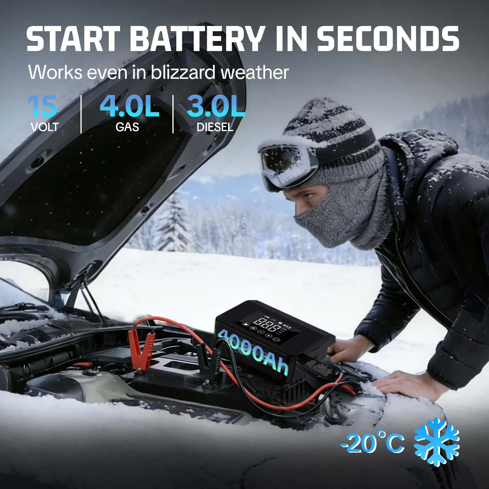【PASLDA】4000A Portable Car Jump Starter with 150PSI Air Compressor & Digital Tire Inflator, Type-C Quick Charge Power Bank - Men's Car Accessory, Auto Accessory, Portable Charger, Gifts for Him, Men's Stuff,car accessories