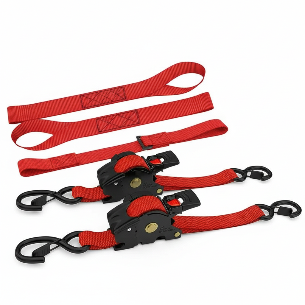 2 Pack Heavy Duty Retractable Tie Down Straps 