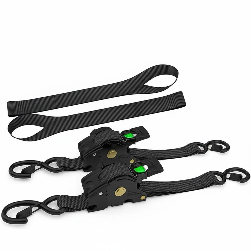 2 Pack Heavy Duty Retractable Tie Down Straps 