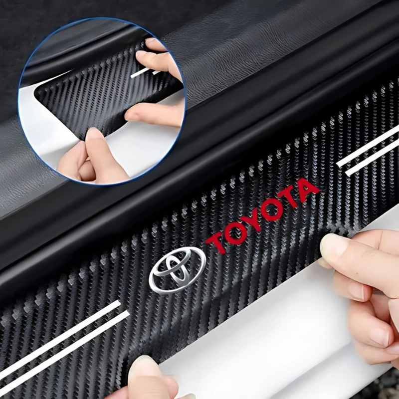 4 Pack Door Sill Protector With Carbon Film Anti Scratch-Car Door Sills