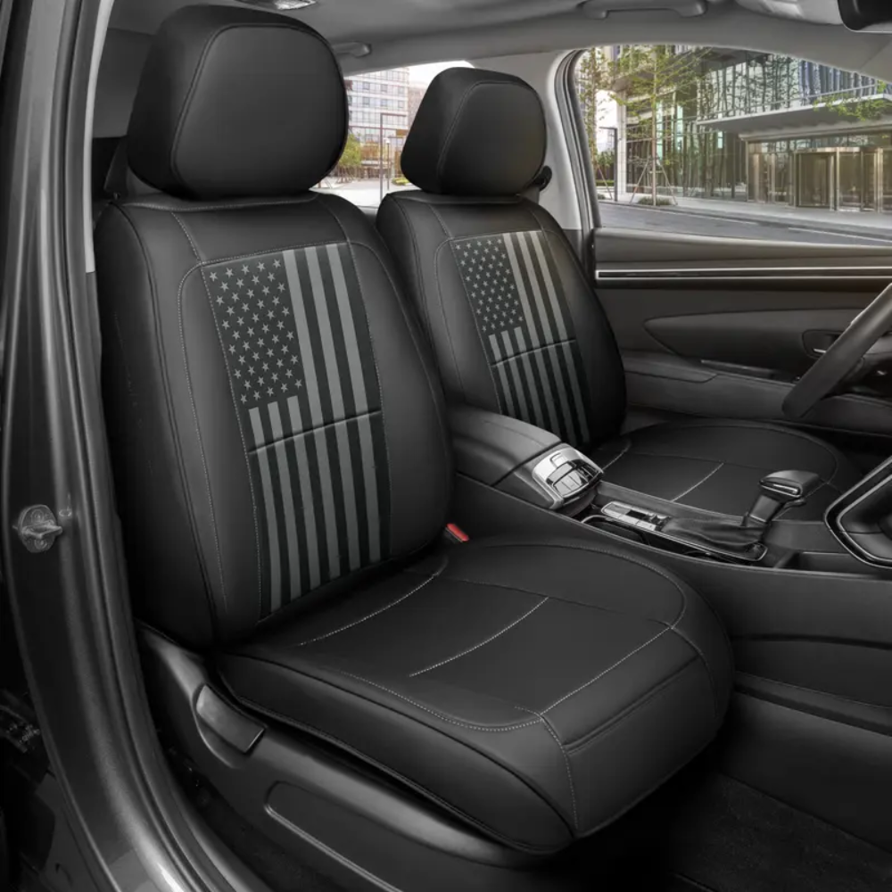 American Flag Napa Leather Car Seat Covers for Trucks Cars & SUVs - Patriotic USA Flag Design - Premium Quality & Durability