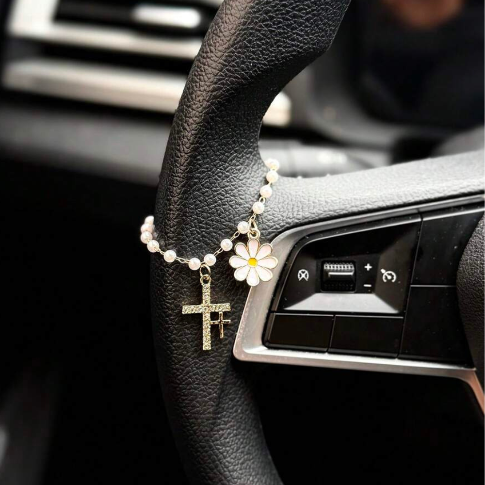1 Piece Cross Chain Chrysanthemum Decoration For Car Steering Wheel