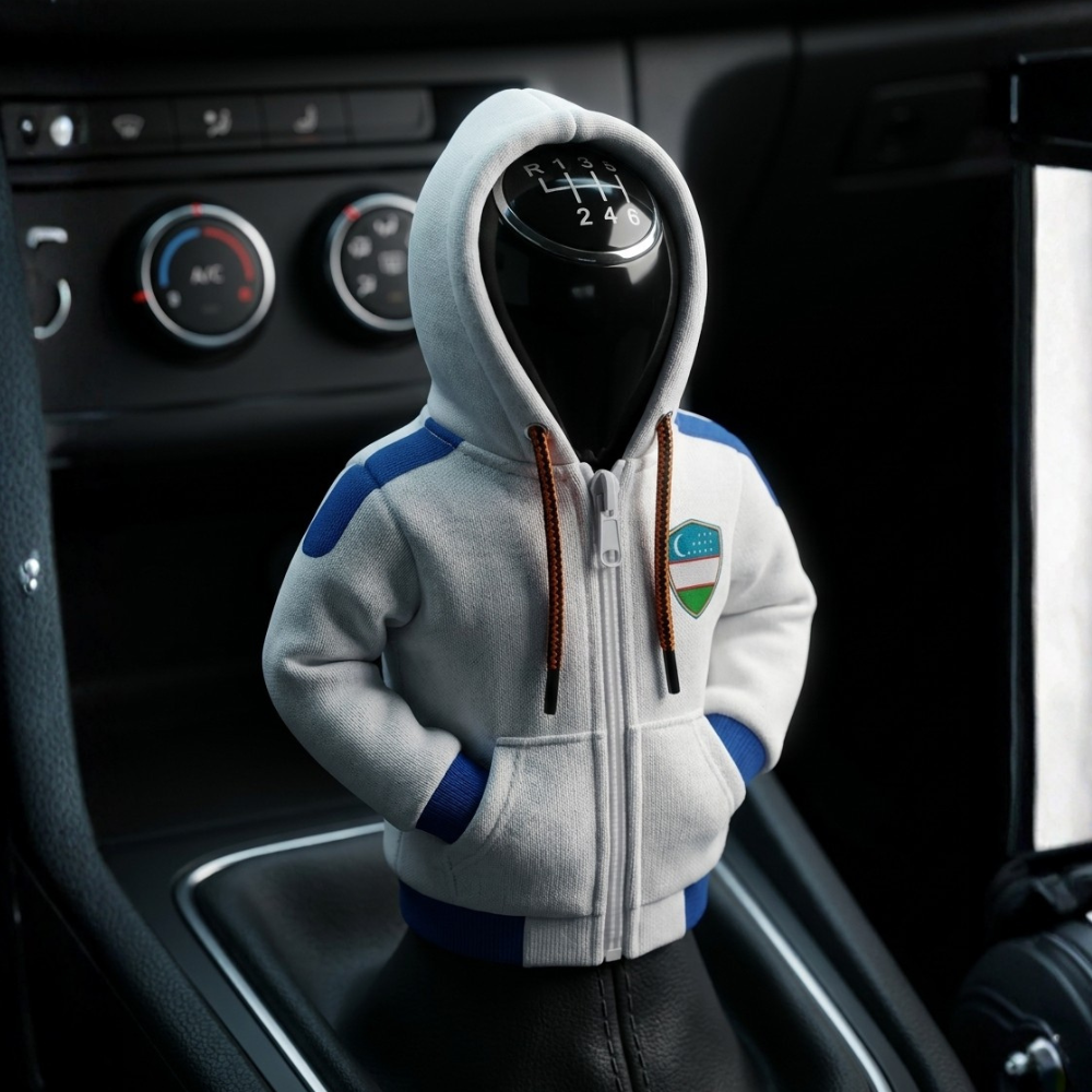 Uzbekistan Gear Shift Hoodie Cover, White Wolves Football Fan Decor for World Cup 2026