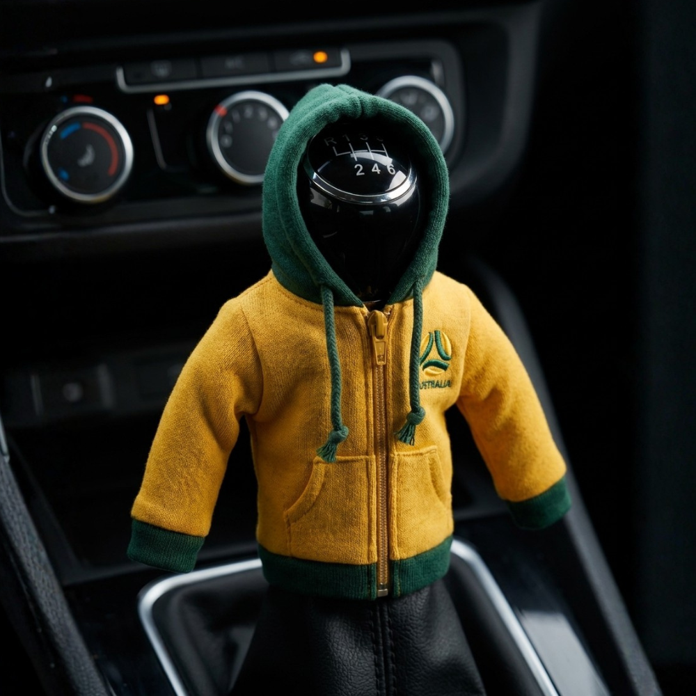 Australia Socceroos Gear Shift Hoodie Cover, Gold and Green Fan Decor for World Cup 2026 Road Trips