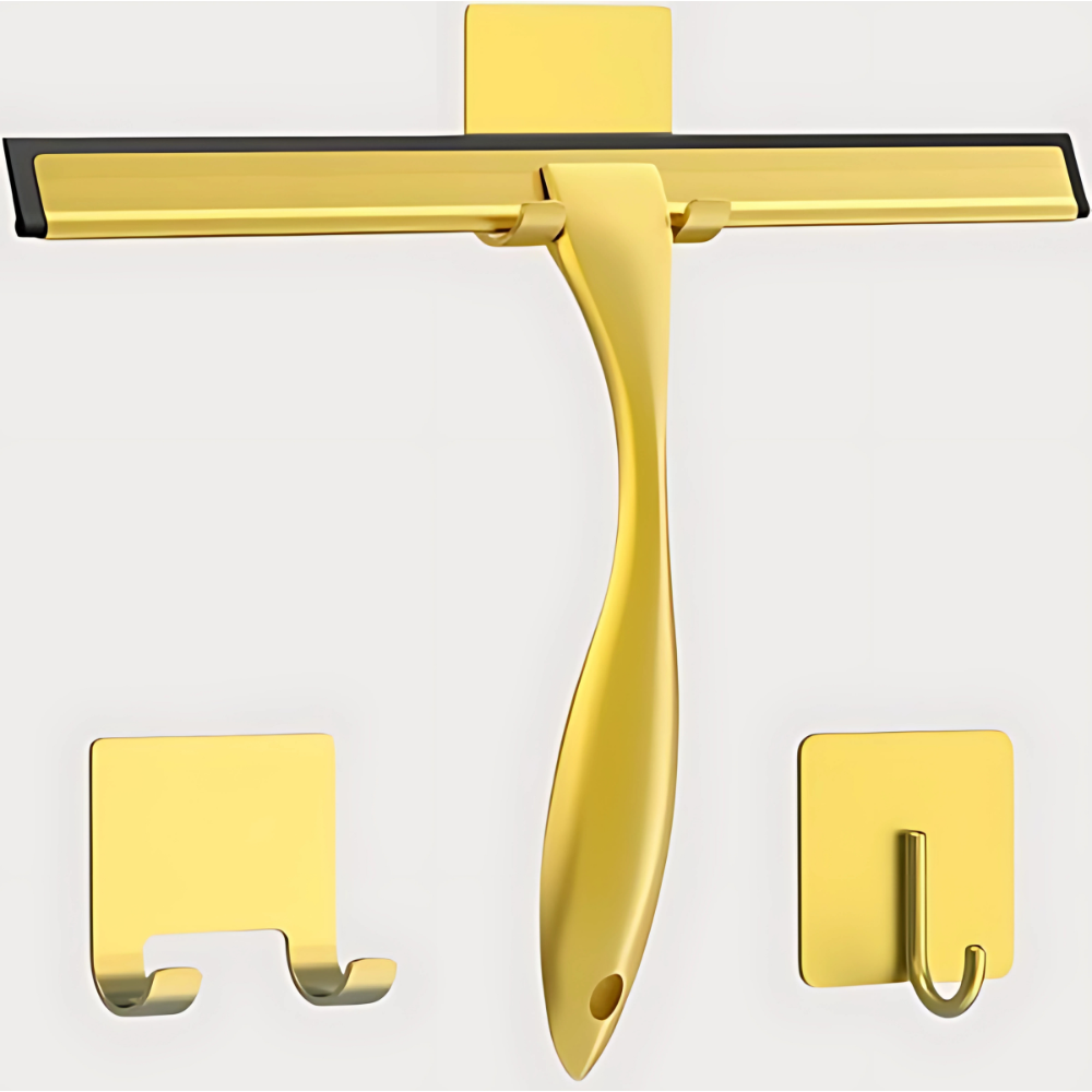 Stainless Steel Shower Squeegee For Shower Glass Door With 2 Adhesive Hooks