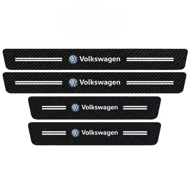 4 Pack Door Sill Protector With Carbon Film Anti Scratch-Car Door Sills