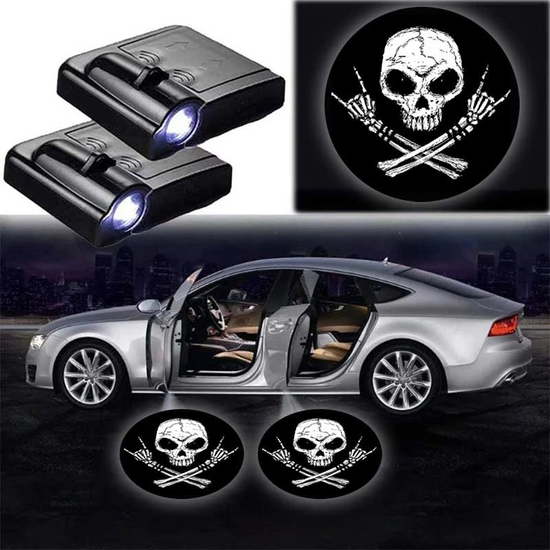 Set Of 2 Skull Car Projector Lights-Car Door Sills