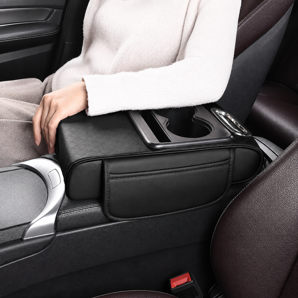 5 In 1 Center Console Cover Car Armrest Pad With 2 Storage 