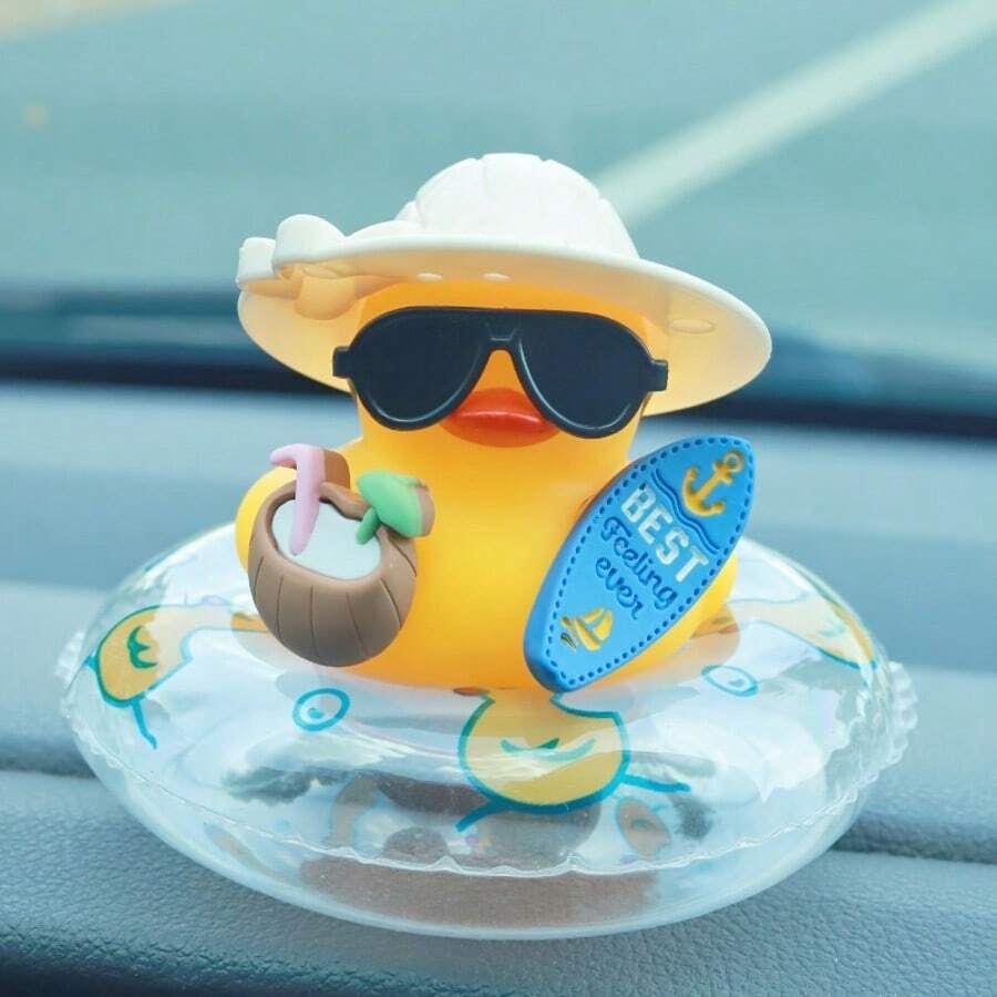 Duck Car Dashboard Statue With Coconut Accents