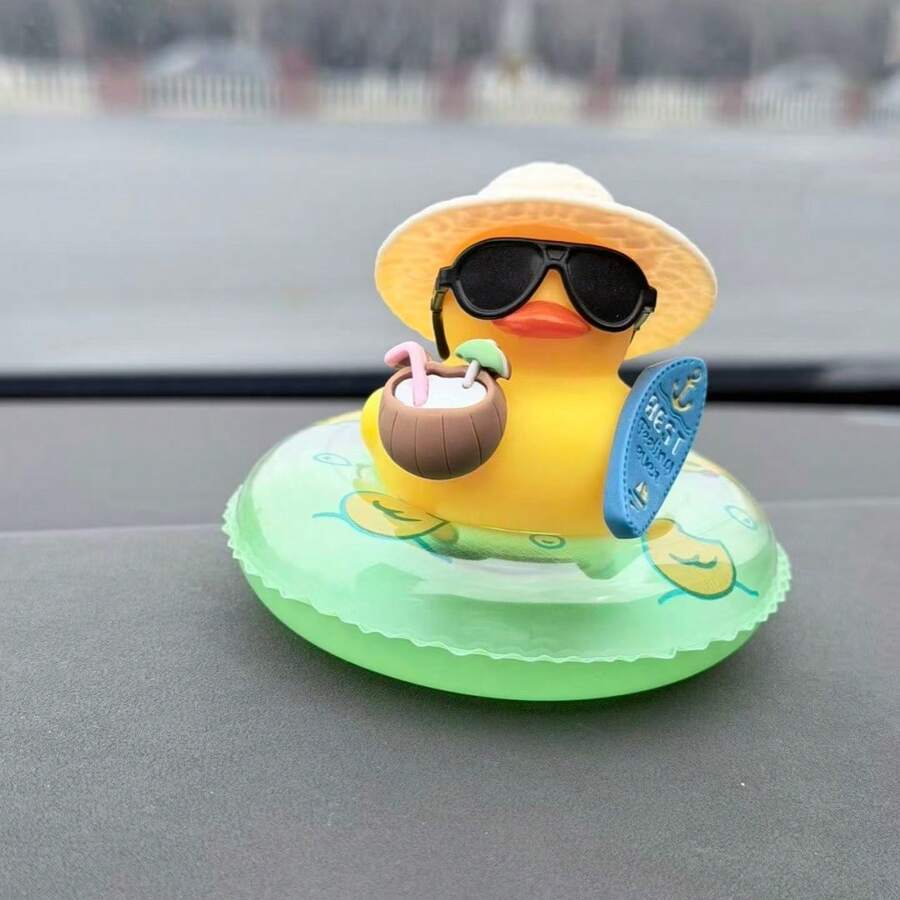 Duck Car Dashboard Statue With Coconut Accents