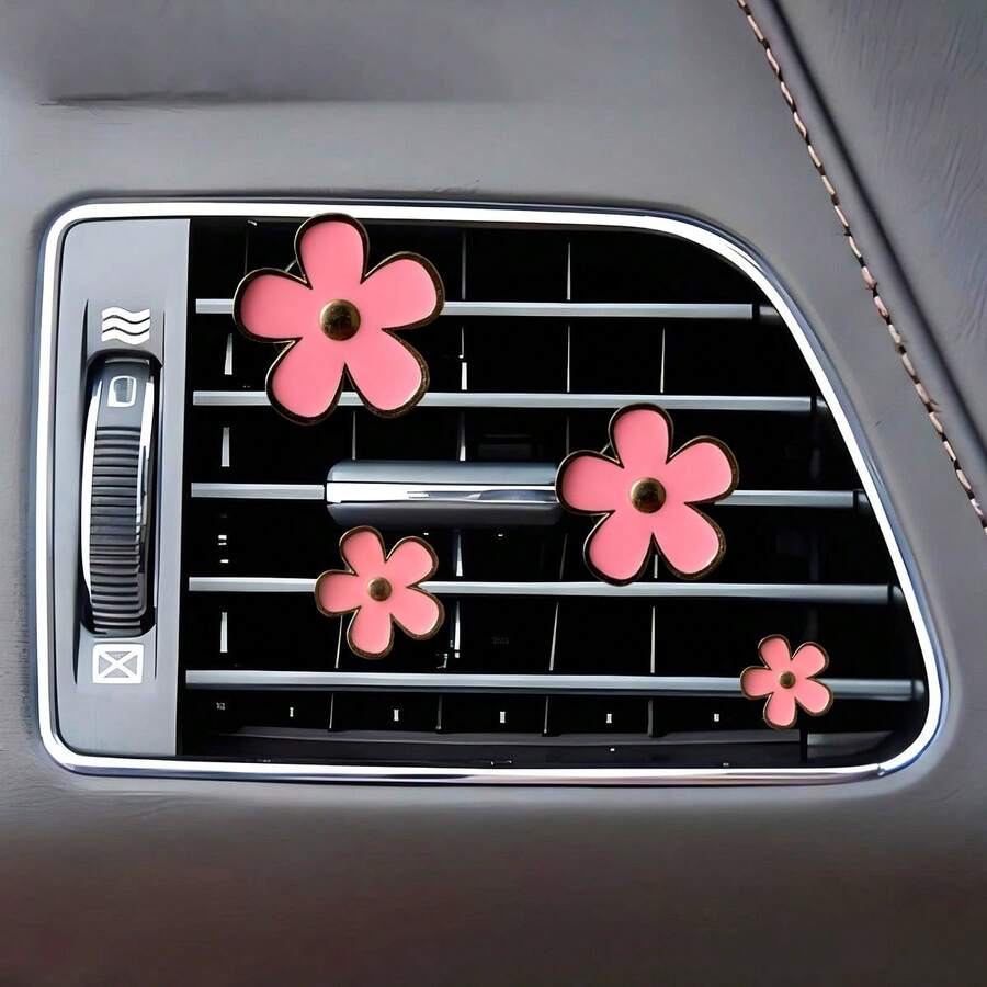 Pack Of 4 Flower Car Air Vent Aromatherapy Clips No Scent Included
