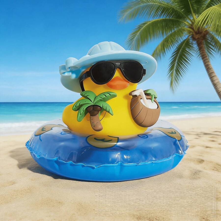 Duck Car Dashboard Statue With Coconut Accents