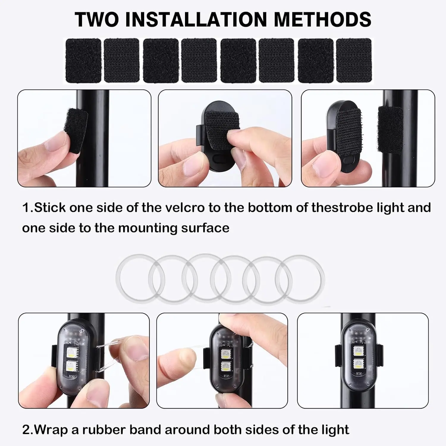 6PCS Wireless LED Lights for Car with Remote Control, Wireless LED Strobe Lights 8 Color&nbsp;USB Charing IP65 Waterproof Anti-Collision Warning Light for Car Interior Truck Motorcycle Drone Aircraft Bike