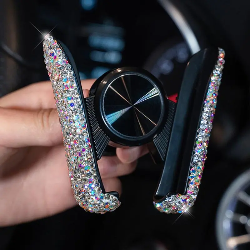 Rhinestone Decor Adjustable Air Vent Mount Phone Holder For Cars
