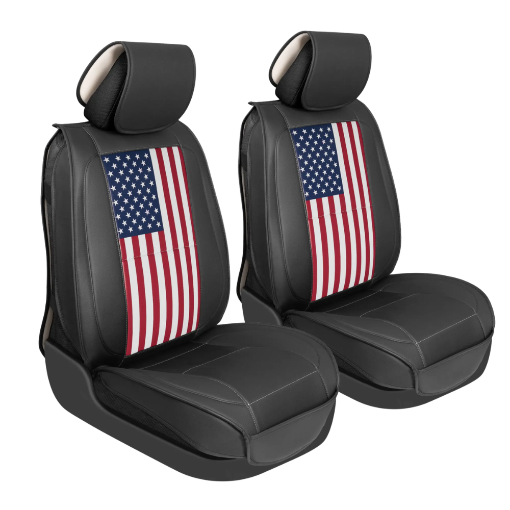 American Flag Napa Leather Car Seat Covers for Trucks Cars & SUVs - Patriotic USA Flag Design - Premium Quality & Durability