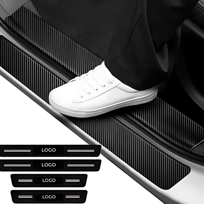 4 Pack Door Sill Protector With Carbon Film Anti Scratch-Car Door Sills