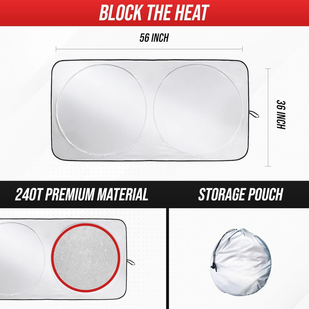 Car Windshield Sun Shade With Foldable Window Cover 64x32-Car Door Sills