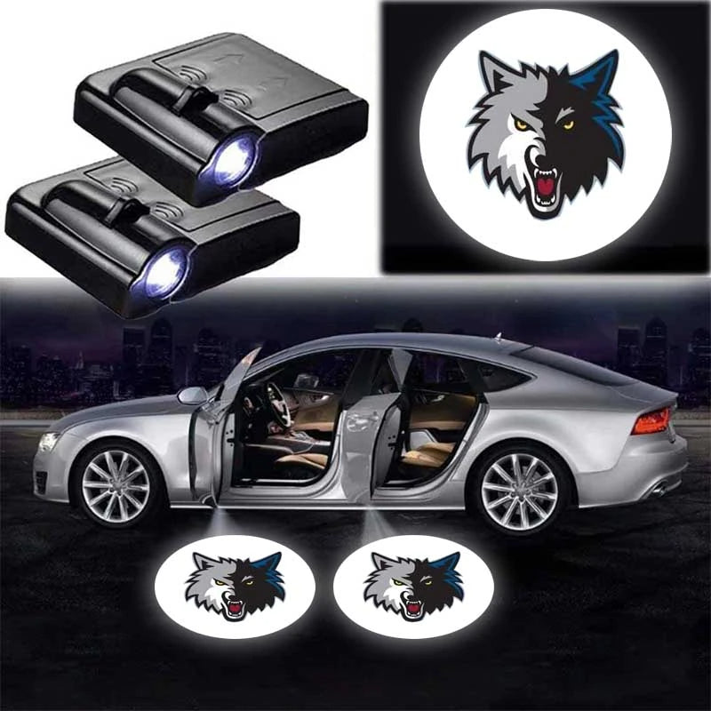 Set Of 2 Wolf Car Door Lights-Car Door Sills