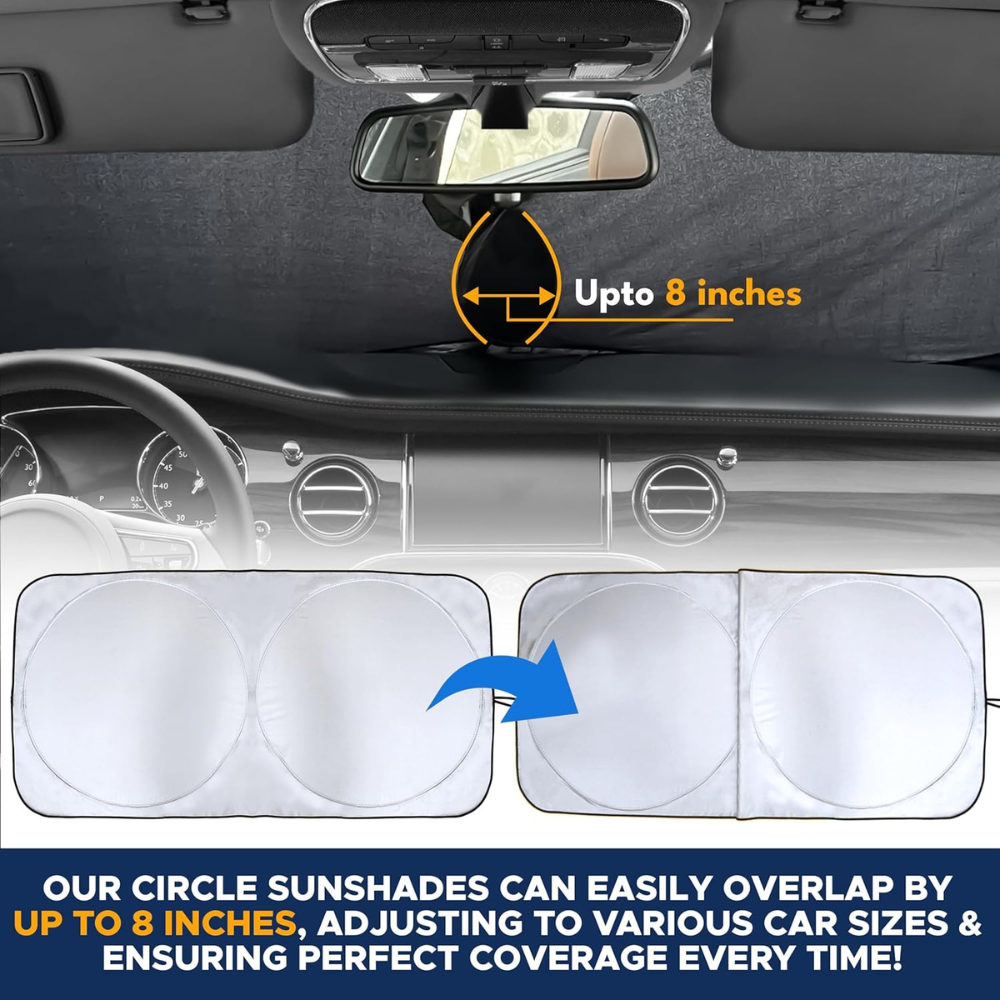 Car Windshield Sun Shade With Foldable Reflective Screen With Pouch-Car Door Sills