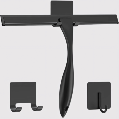 Stainless Steel Shower Squeegee For Shower Glass Door With 2 Adhesive Hooks