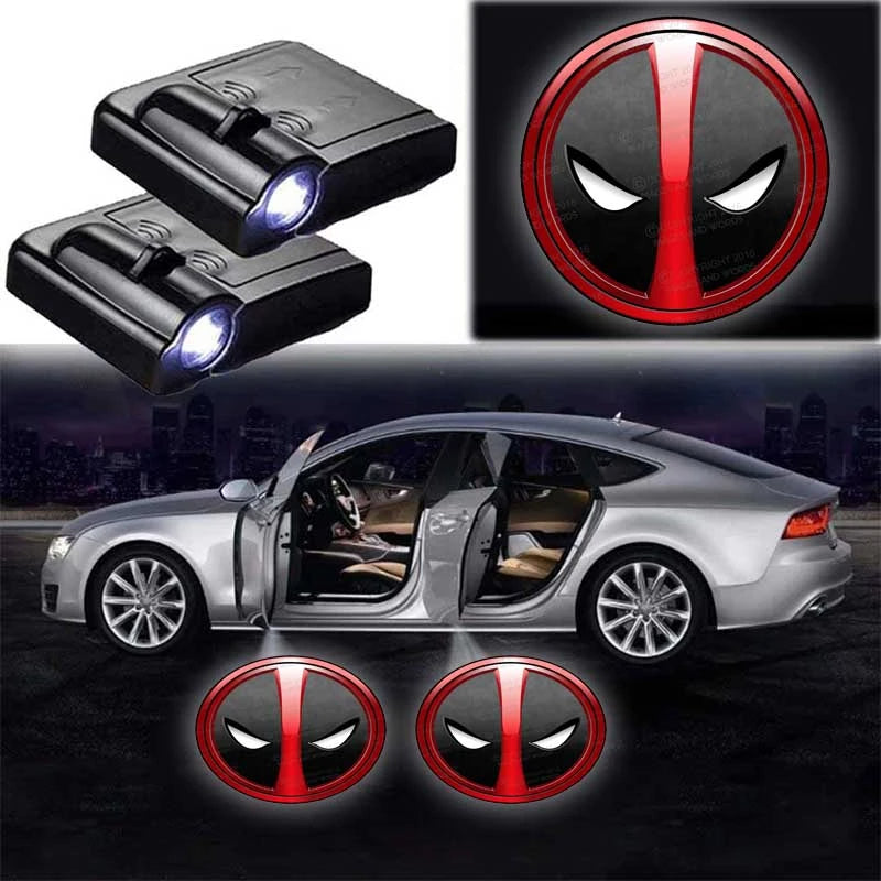 Set Of 2 Marvel Deadpool Car Lights-Car Door Sills
