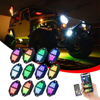 Set Of 12 RGB Waterproof Rock Lights-Car Door Sills