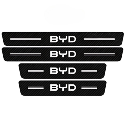 4 Pack Door Sill Protector With Carbon Film Anti Scratch-Car Door Sills