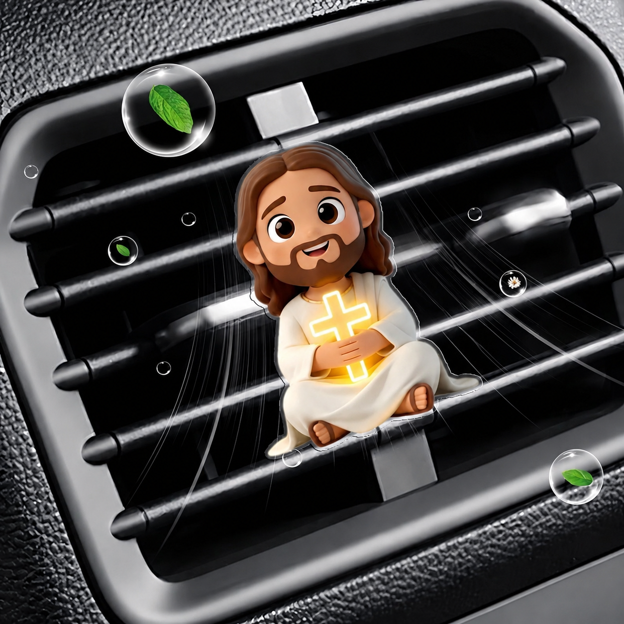 2D Jesus Holding Cross Car Air Vent Clip Fragrance Diffuser