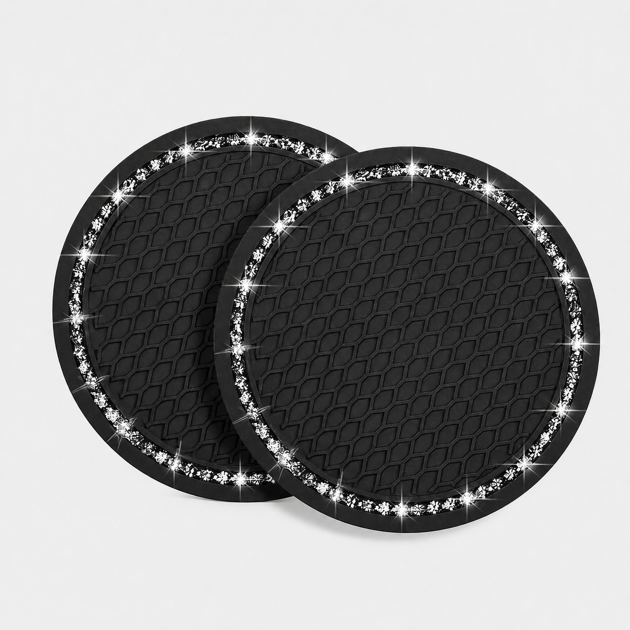 Anti Slip Silicone Car Cup Holder Insert Coasters With Rhinestones