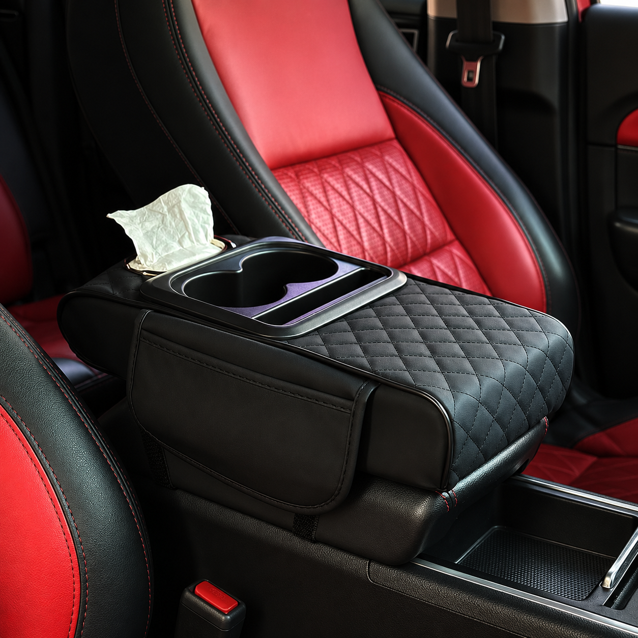 5 In 1 Center Console Cover Car Armrest Pad With 2 Storage 