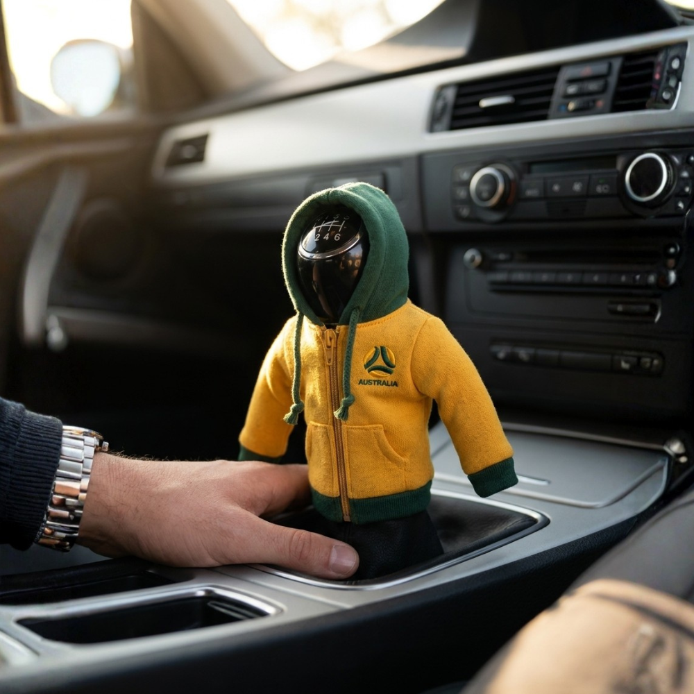 Australia Socceroos Gear Shift Hoodie Cover, Gold and Green Fan Decor for World Cup 2026 Road Trips