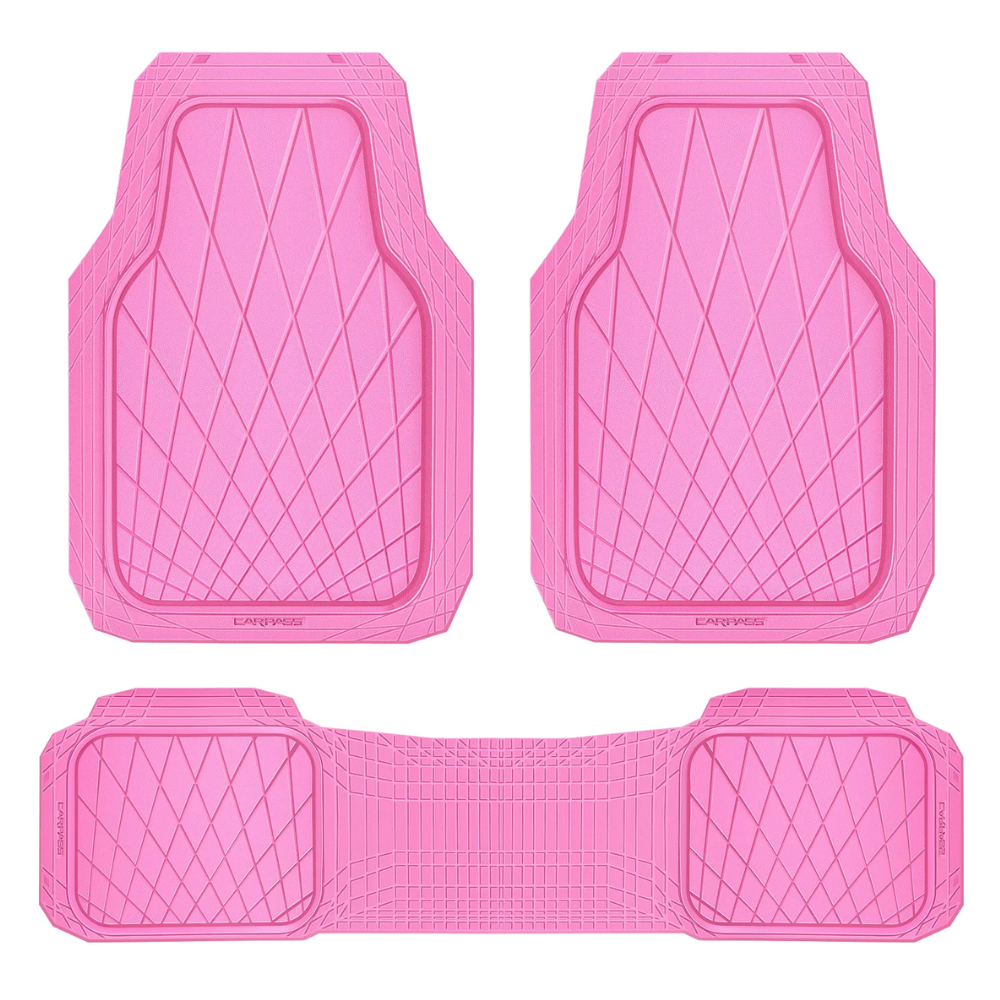 Heavy Duty Rubber Car Floor Mats, Waterproof Universal Trim-to-Fit Car Mats All Weather