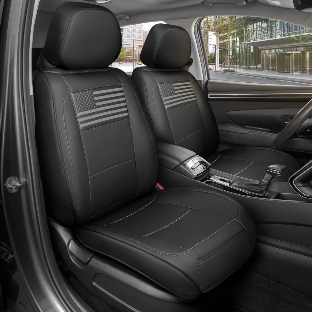 American Flag Napa Leather Car Seat Covers for Trucks Cars & SUVs - Patriotic USA Flag Design - Premium Quality & Durability