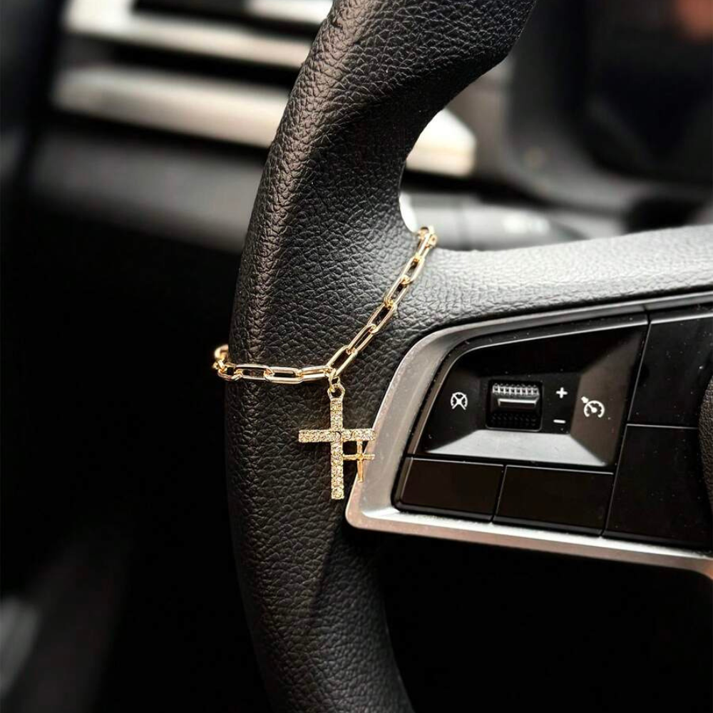 1 Piece Cross Chain Chrysanthemum Decoration For Car Steering Wheel