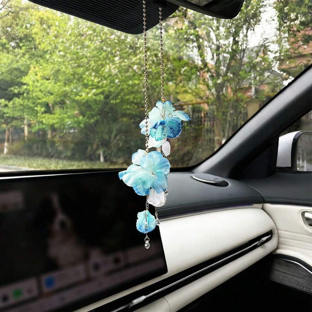 Flower Tassel Rearview Mirror Hanging Car Ornament