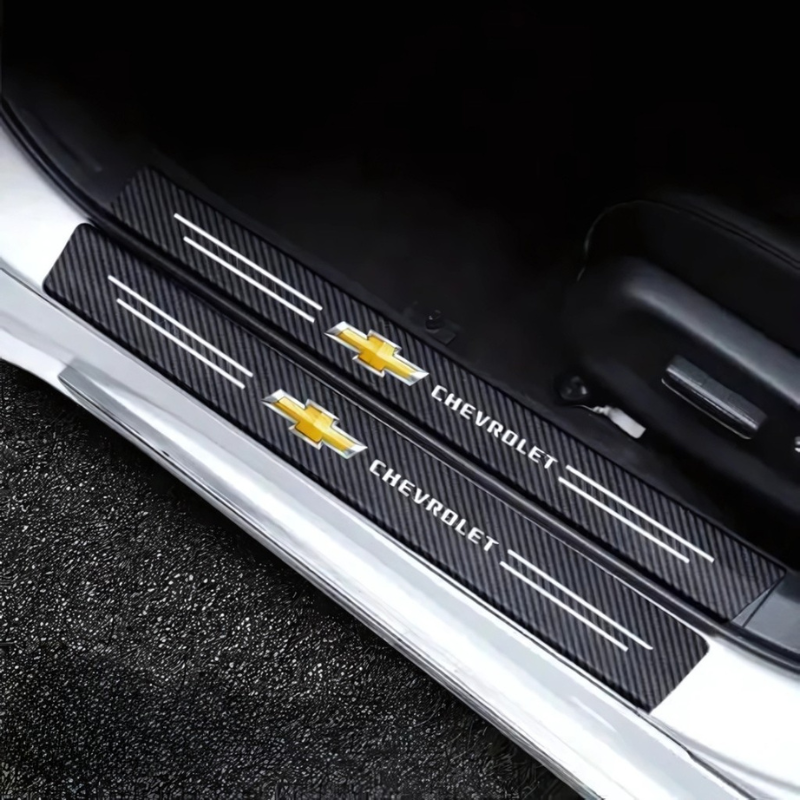4 Pack Door Sill Protector With Carbon Film Anti Scratch-Car Door Sills