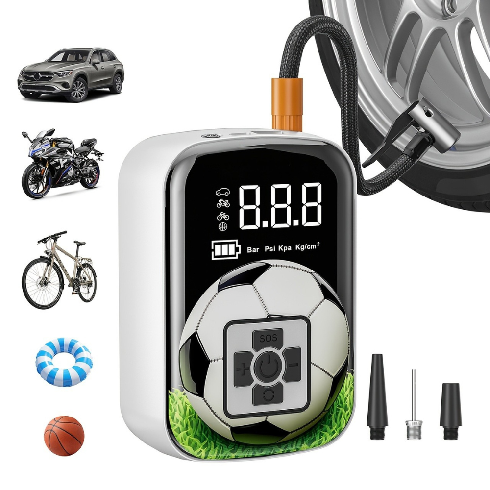 Battery Powered Portable Air Compressor For Cars And Bicycles