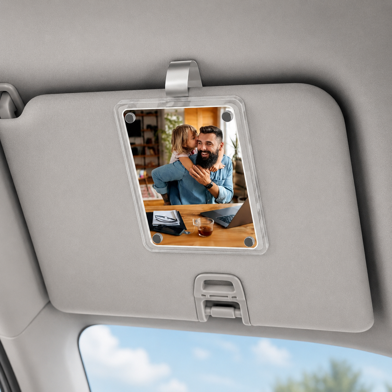 Magnetic Car Sun Visor Photo Frame And Acrylic Fridge Magnet Decor