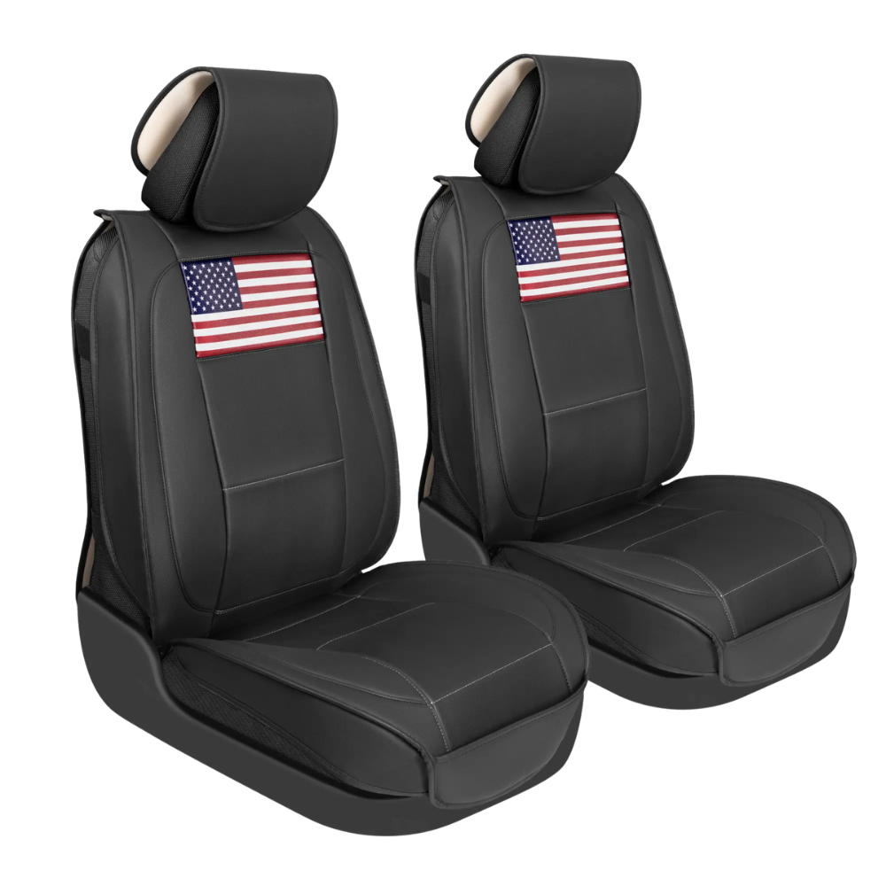 American Flag Napa Leather Car Seat Covers for Trucks Cars & SUVs - Patriotic USA Flag Design - Premium Quality & Durability